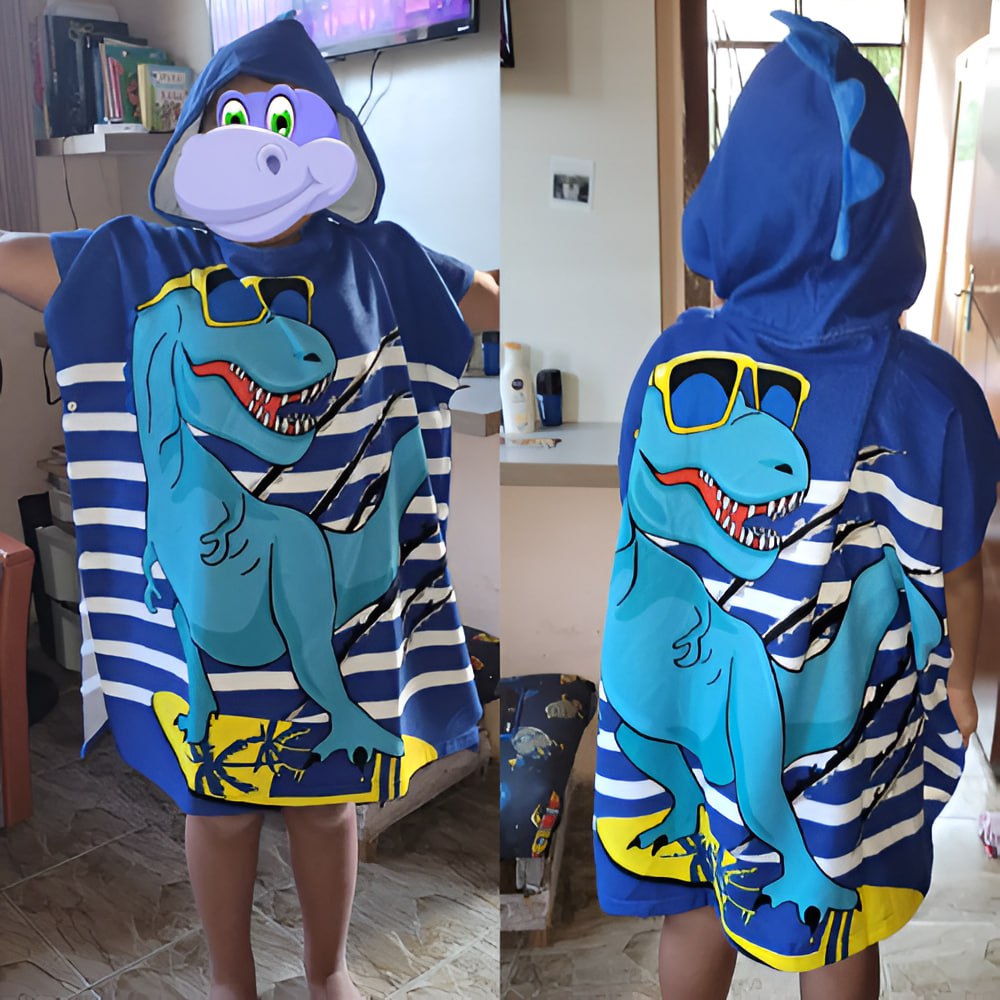 Poncho Infantil Dino Atoalhado