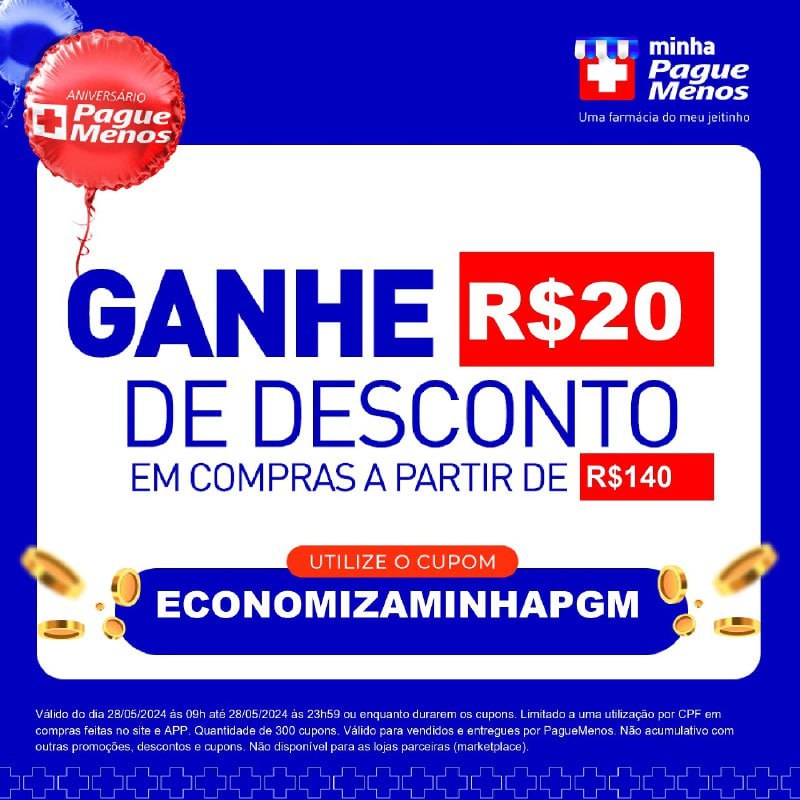 Só hoje na Pague Menos e por tempo limitado!