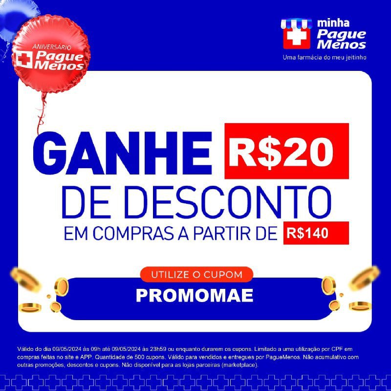 Só hoje na Pague Menos e por tempo limitado!