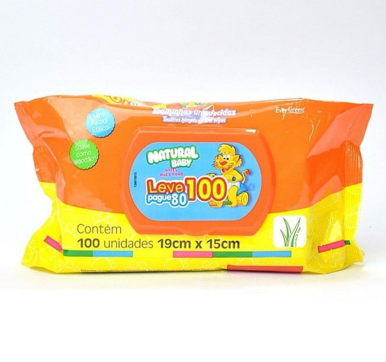 Toalha Umedecida Natural Baby Wipes 100 unidades