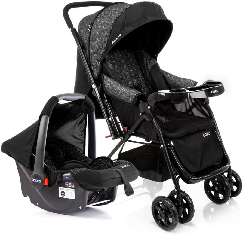 Travel System Reverse, Cosco, Preto Rajado