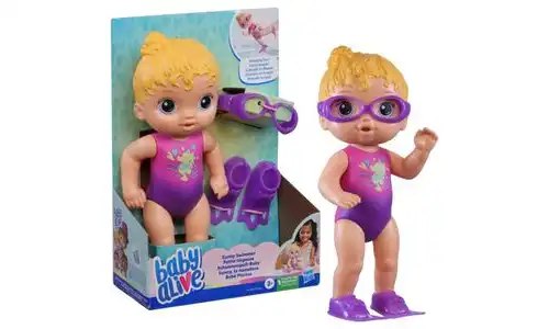 Baby Alive Boneca Sunny Swimmer - Cabelos Loiros Boneca de 25 cm em plástico com acessórios - Brinquedo para meninas e meninos a partir de 3 anos