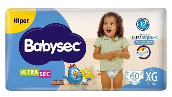 ➟ Babysec Fralda Ultrasec Galinha Pintadinha Azul Xg 60 Unidades