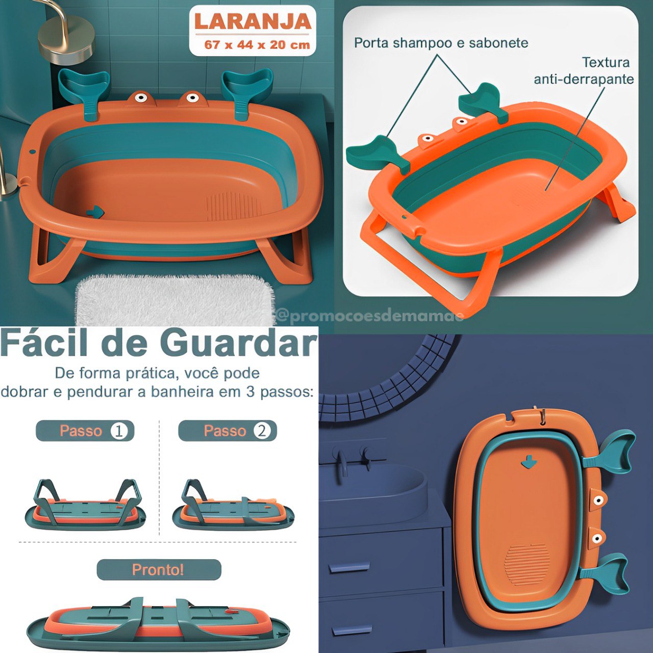 Banheira para Bebê Infantil Retrátil Dobrável Modelo Caranguejo