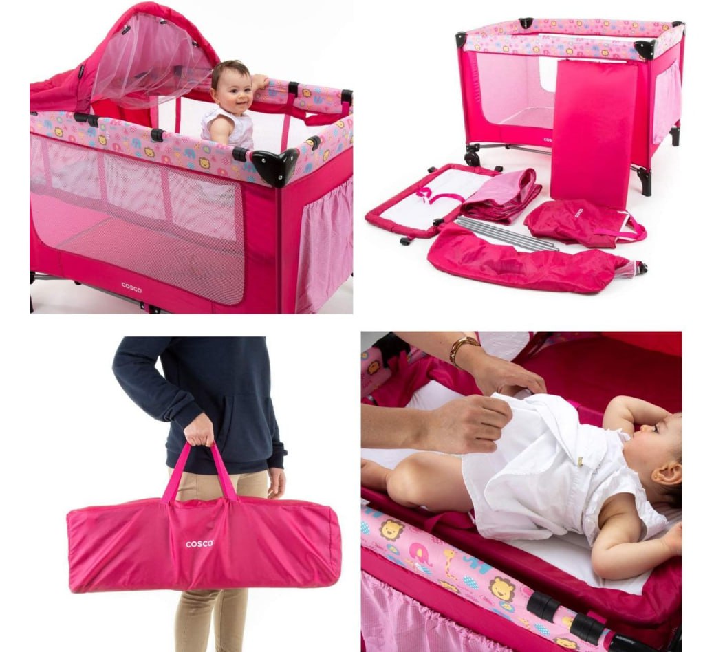 Berço Portátil Happy Cosco Rosa