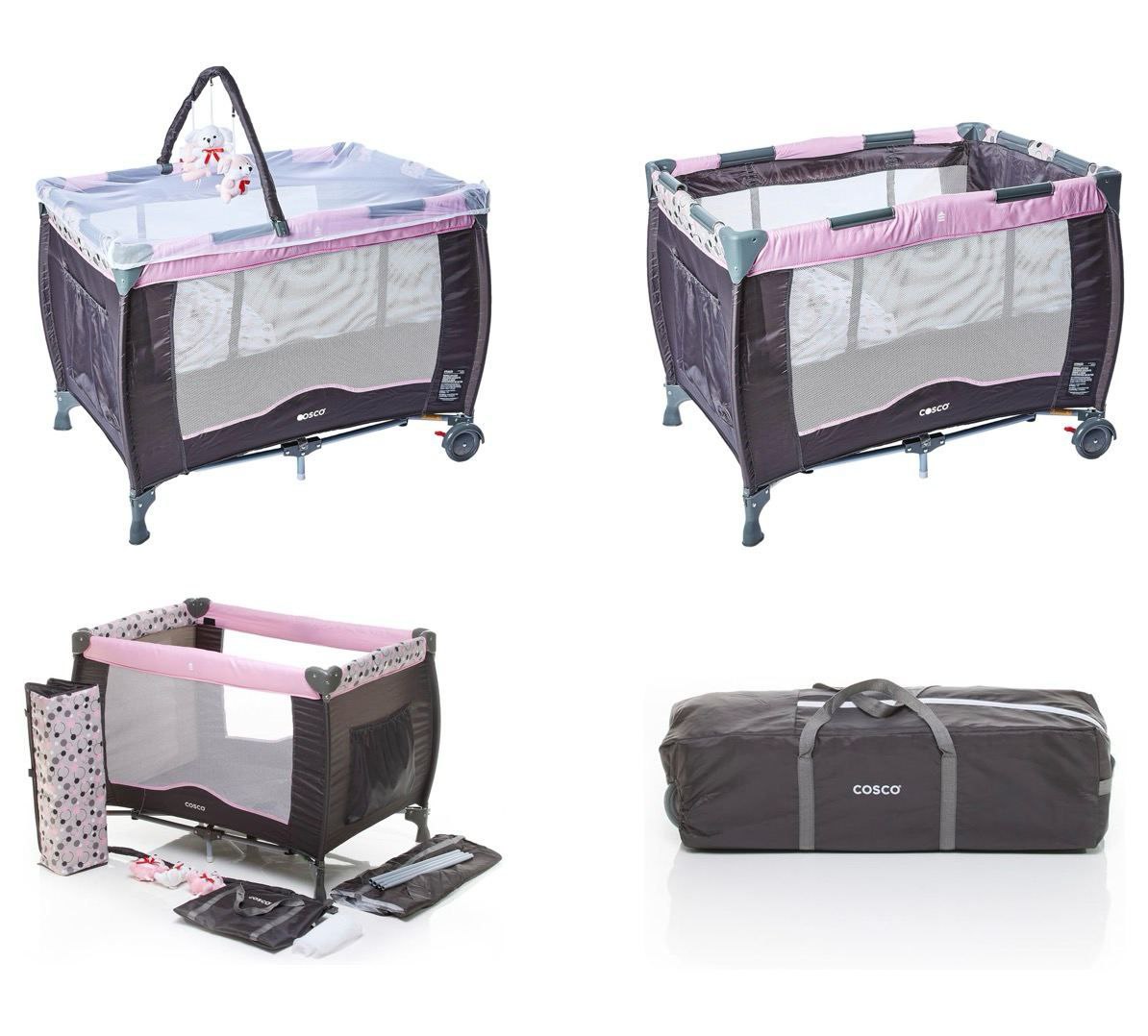 Berço Toybar Cosco Kids Rosa 0 a 18kg