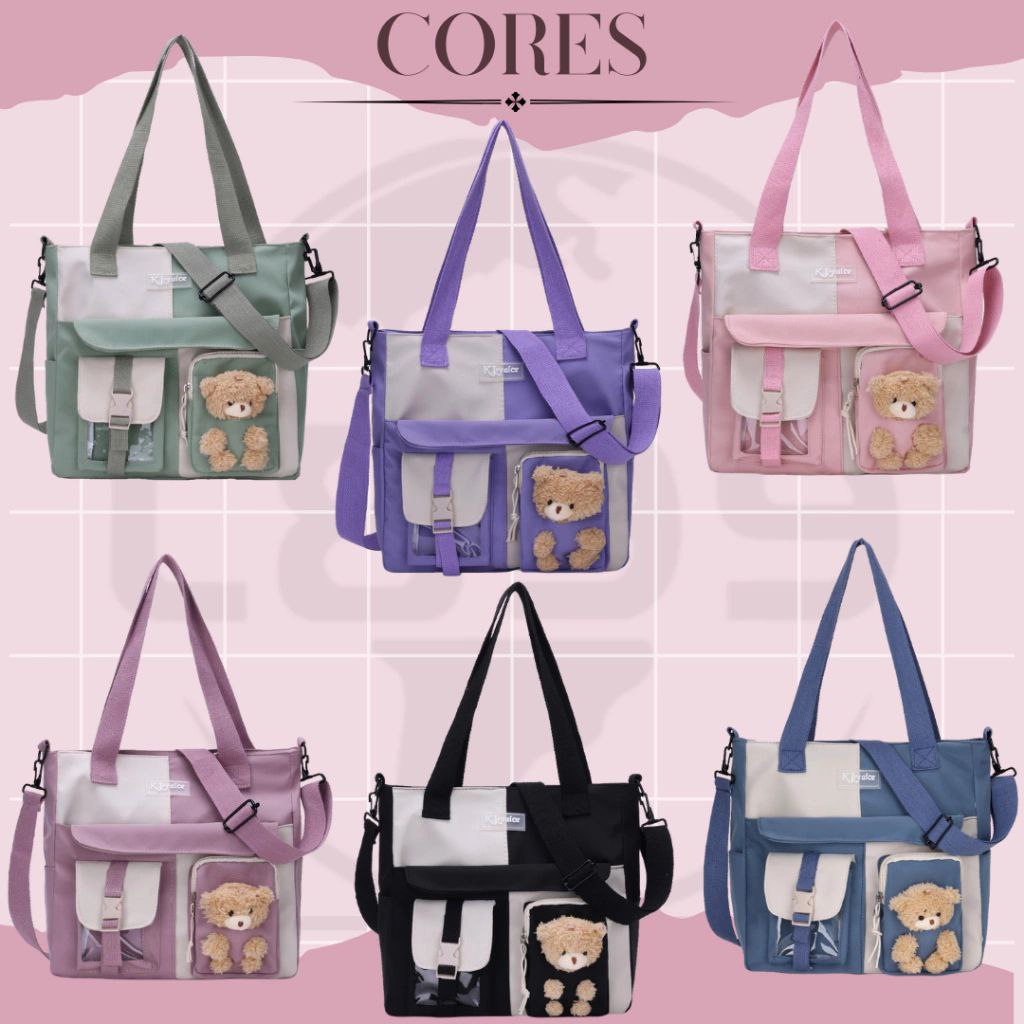 Bolsa coreana + ursinho🧡