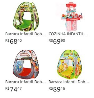 Brinquedos variados (barracas, cozinhas)