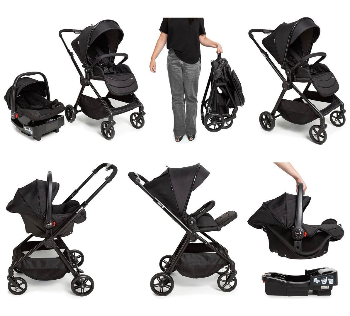 Carrinho + Base + Bebê Conforto Travel System Magnific Trio Full Black Safety 1st,