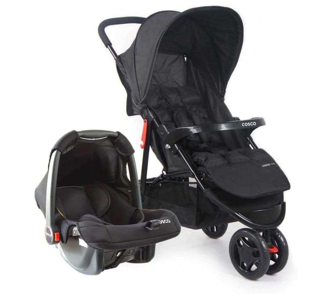 Carrinho + Bebê conforto Travel System Toffy Bege Cosco