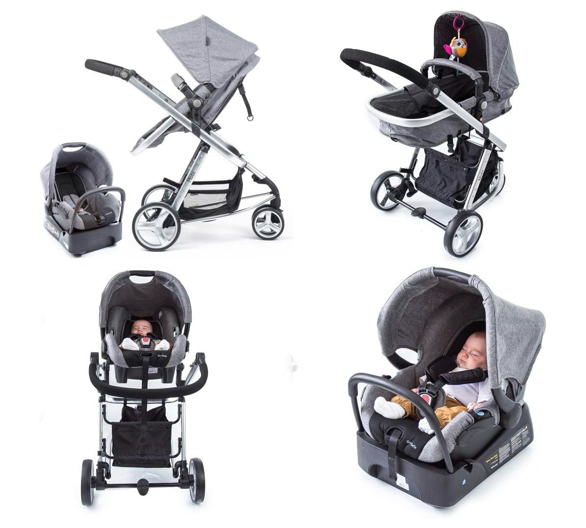 Carrinho Travel System Mobi NV Mobi + Bebê Conforto Safety1st Grey Denim Silver