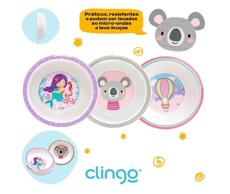 Clingo Bowl Kit 3 Unid Coala/Sereia/Balão Coala/Sereia/Balão