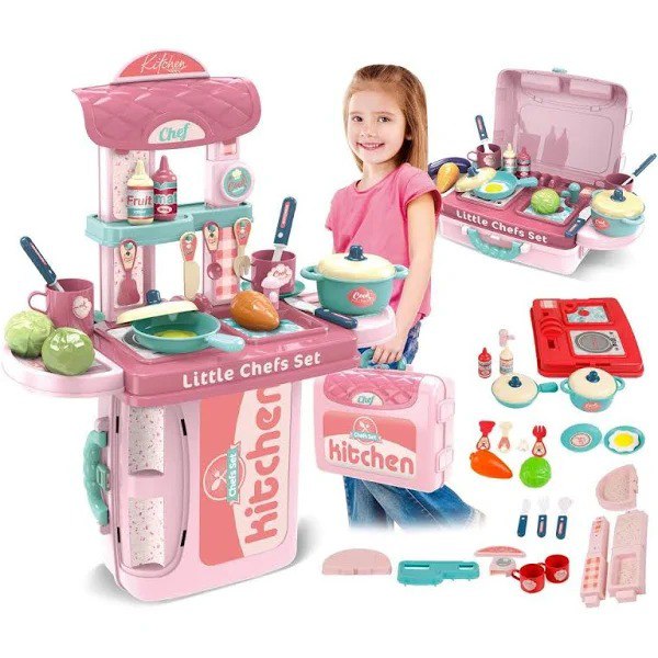 COZINHA INFANTIL 3 EM 1 KIT MALETA CHEF BRINQUEDO
