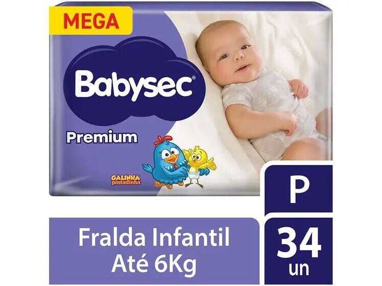 Fralda Babysec Galinha Pintadinha Premium - Tam. P com 34