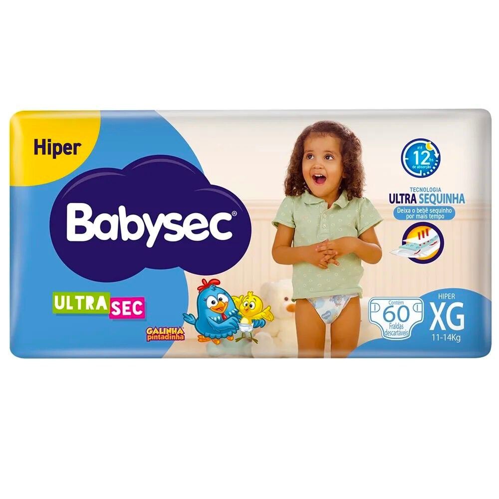 Fralda Babysec Galinha Pintadinha XG com 60