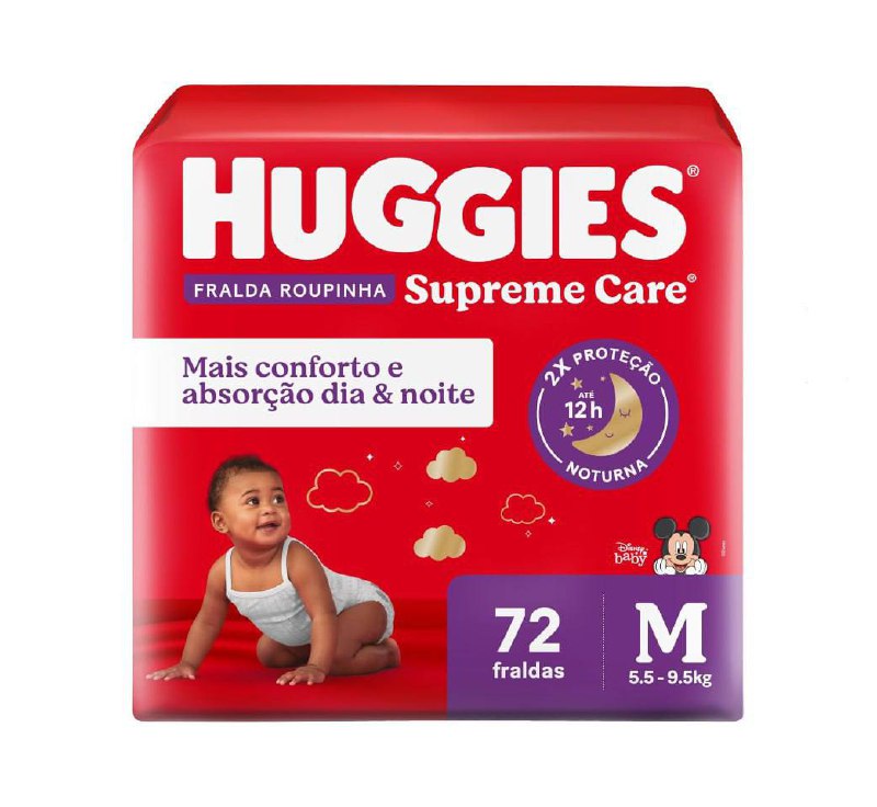 Fralda Huggies Supreme Care Roupinha M 72 Fraldas