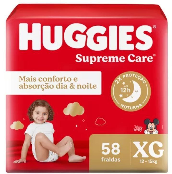 Fralda Huggies Supreme Care Xg com 58 unidades