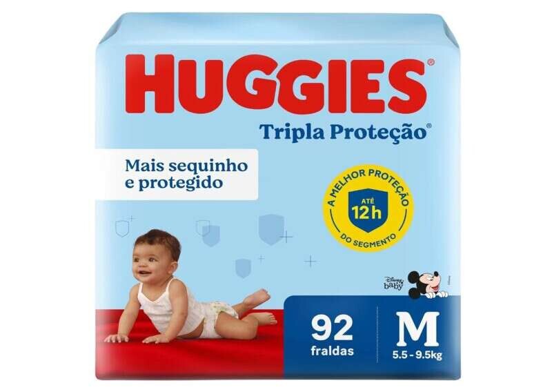 Fralda Huggies Tripla Proteção M com 92 Fraldas