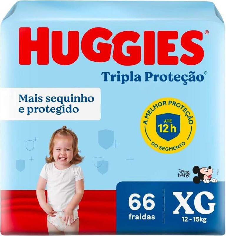 Fralda Huggies Tripla Proteção  XG com 66 unidades