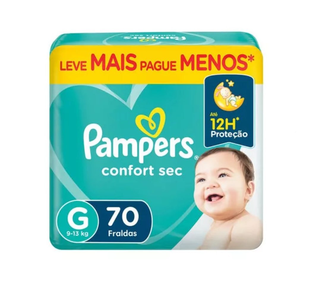 Fralda Pampers Confort Sec G 70 unidades