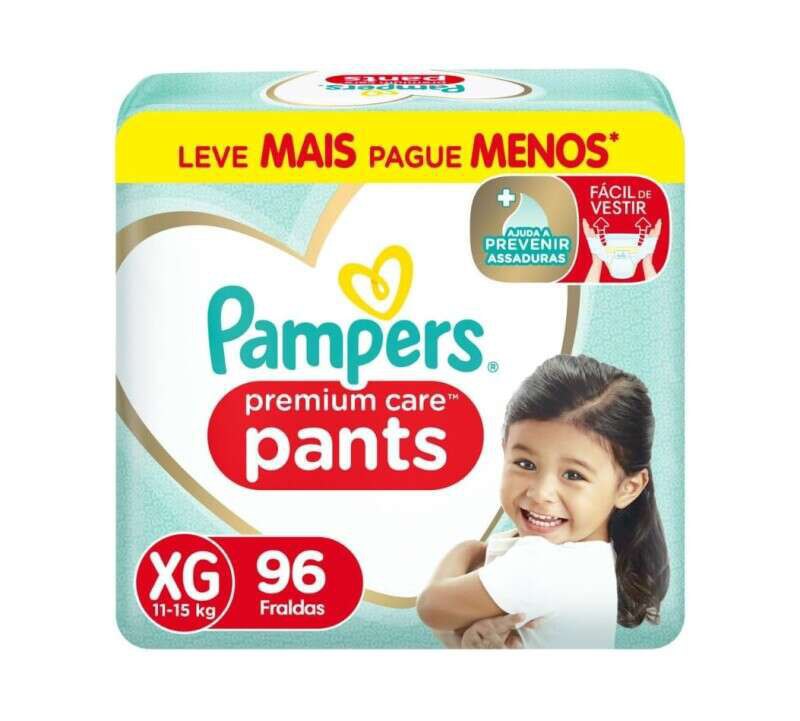 Fralda Pampers Pants Premium Care XG com 96 unidades