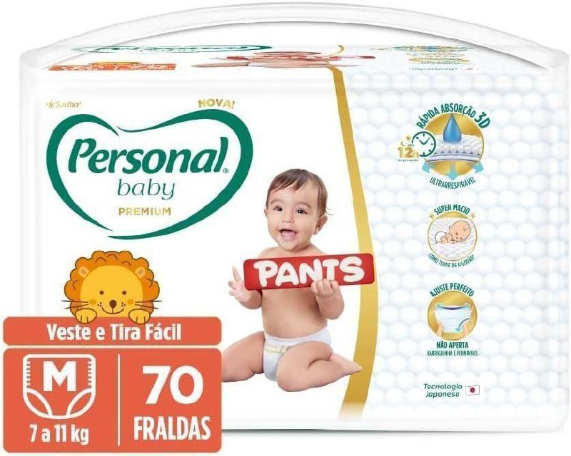 Fralda Personal Baby Premium Pants M 70 unidades