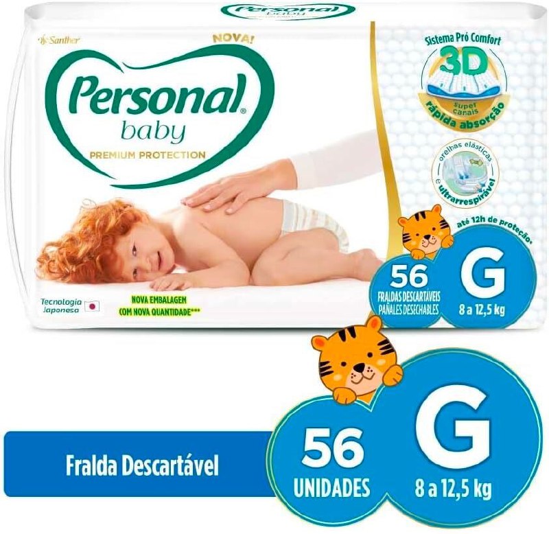 Fralda Personal Baby Premium Protection G com 56