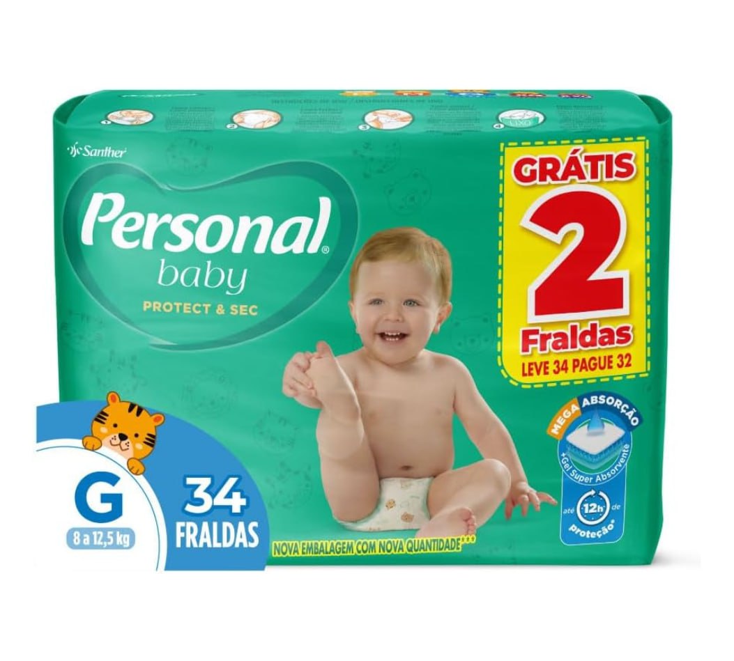 Fralda Personal Baby Protect &Sec G 34 unidades