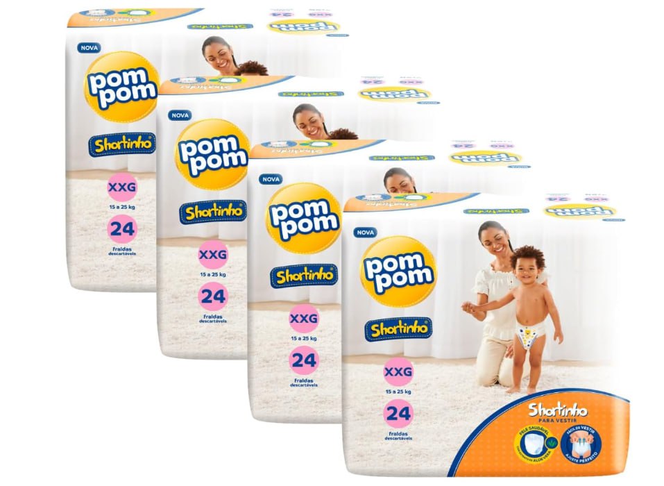 Fralda Pom Pom Shortinho Jumbo XXG 96 Unidades