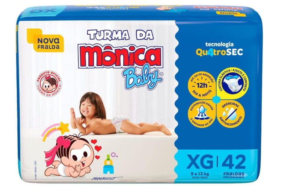 Fralda Turma da Mônica Baby Mega XG 42 Unidades