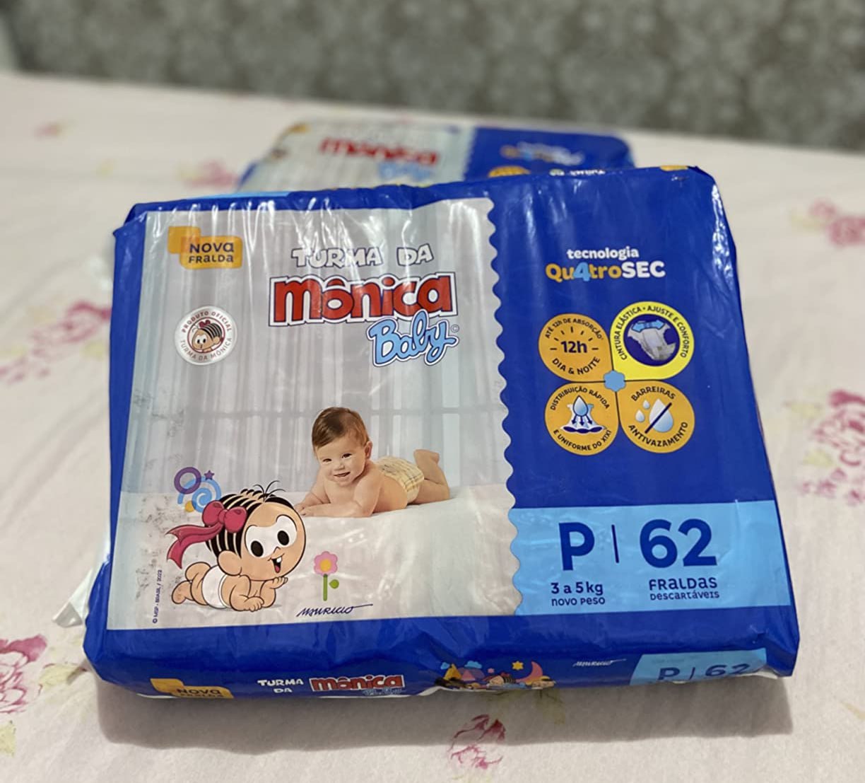 👉 Fralda Turma da Mônica Baby P 62 Unidades