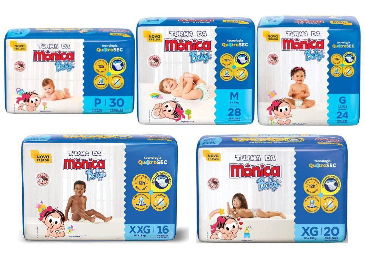 Fralda Turma da Mônica Baby  RN ao XXG