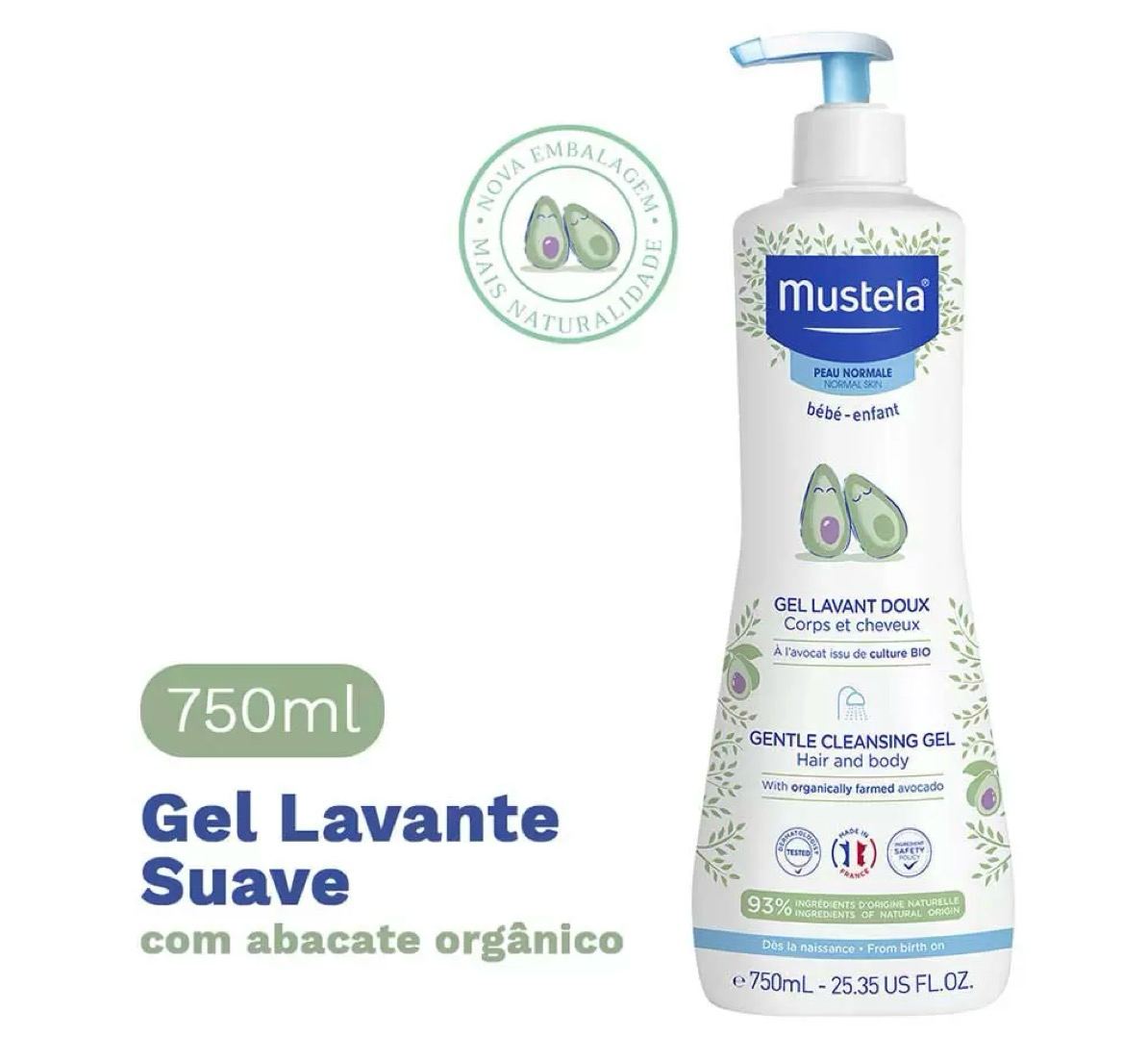 Gel Lavante Suave com Abacate Orgânico Mustela 750ml (Grandão)