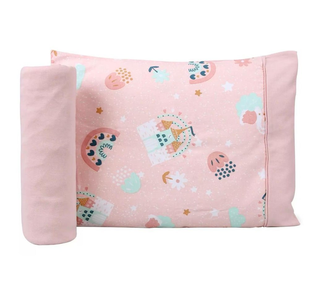 Jogo de Cama para Berço 100% Algodão Atlântica Baby Ninar Rosa 2 Peças