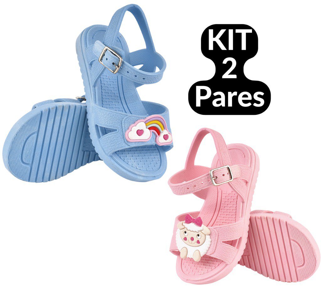 Kit 2 Pares Sandália Infantil Menina Pop It