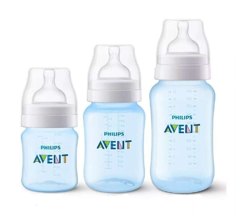 Kit 3 Mamadeiras Clássica Anticólica 125/260/330ml Azul - Philips Avent