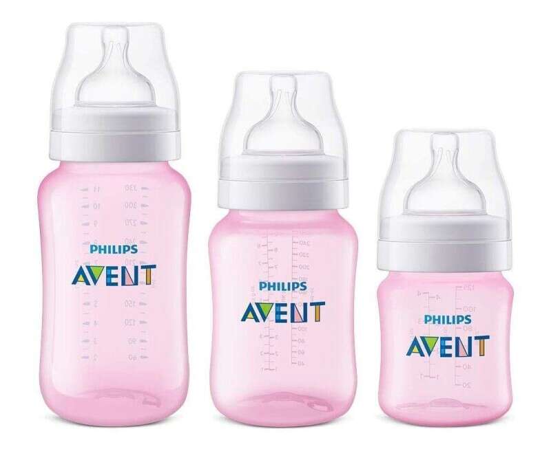 Kit 3 Mamadeiras Clássica Anticólica 125/260/330ml Rosa - Philips Avent