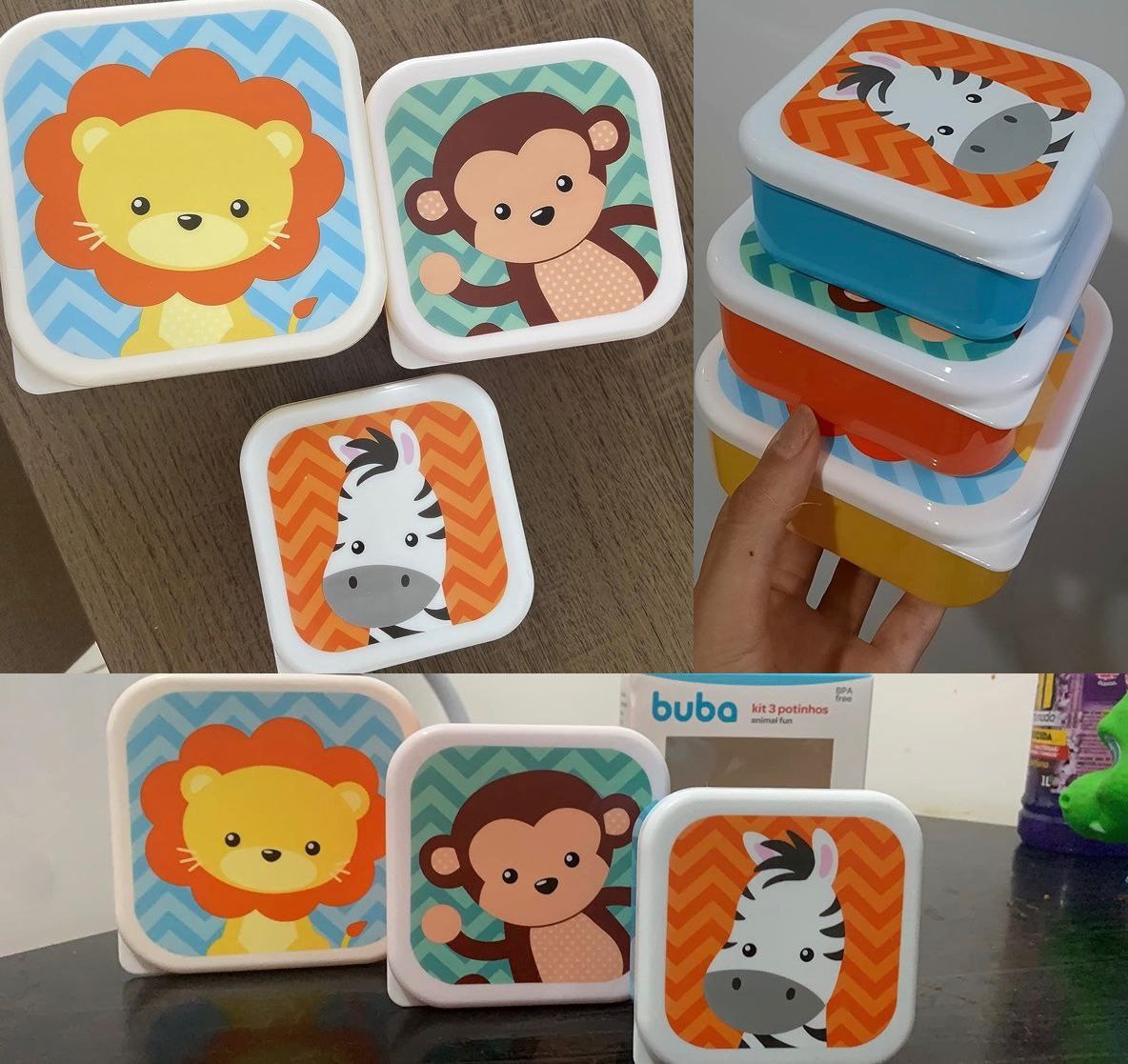 Kit 3 Potinhos Animais - Buba (550ml / 350ml / 250ml)