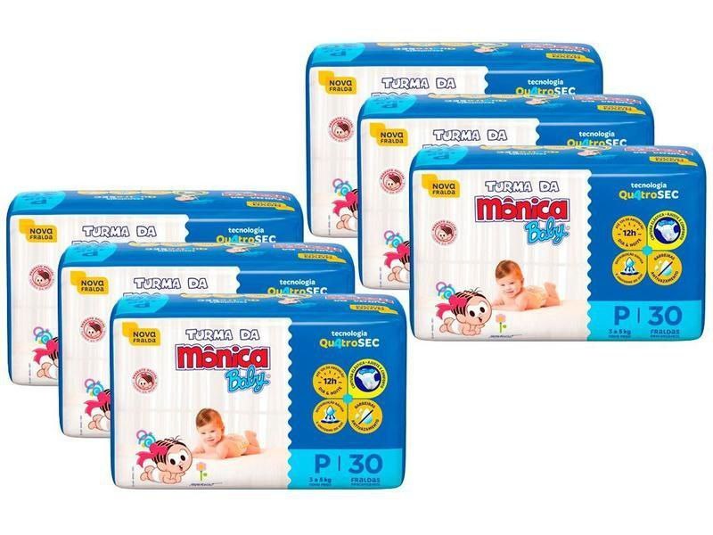 Kit Fralda Turma da Mônica Baby Tam. P 180 Fraldas