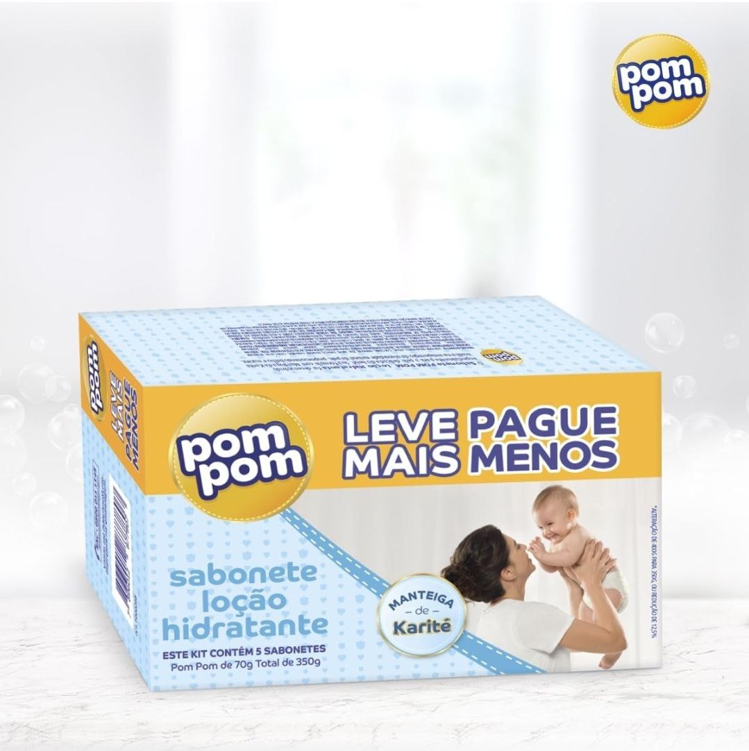 Kit Pom Pom Sabonete 5 Unidades de 70g cada