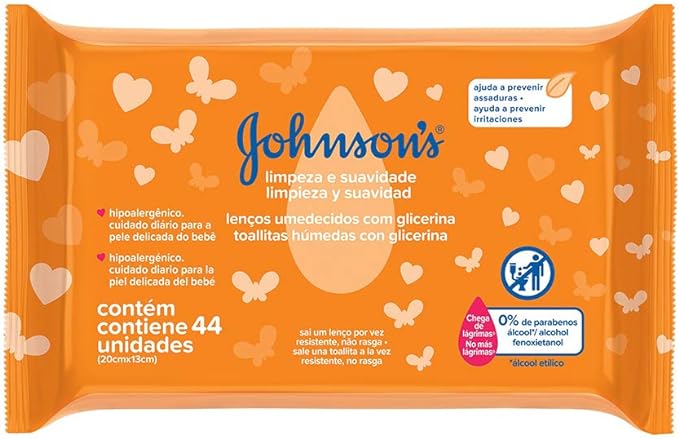 Lenços Umedecidos Johnson's Baby Limpeza e Suavidade, 44 unidades