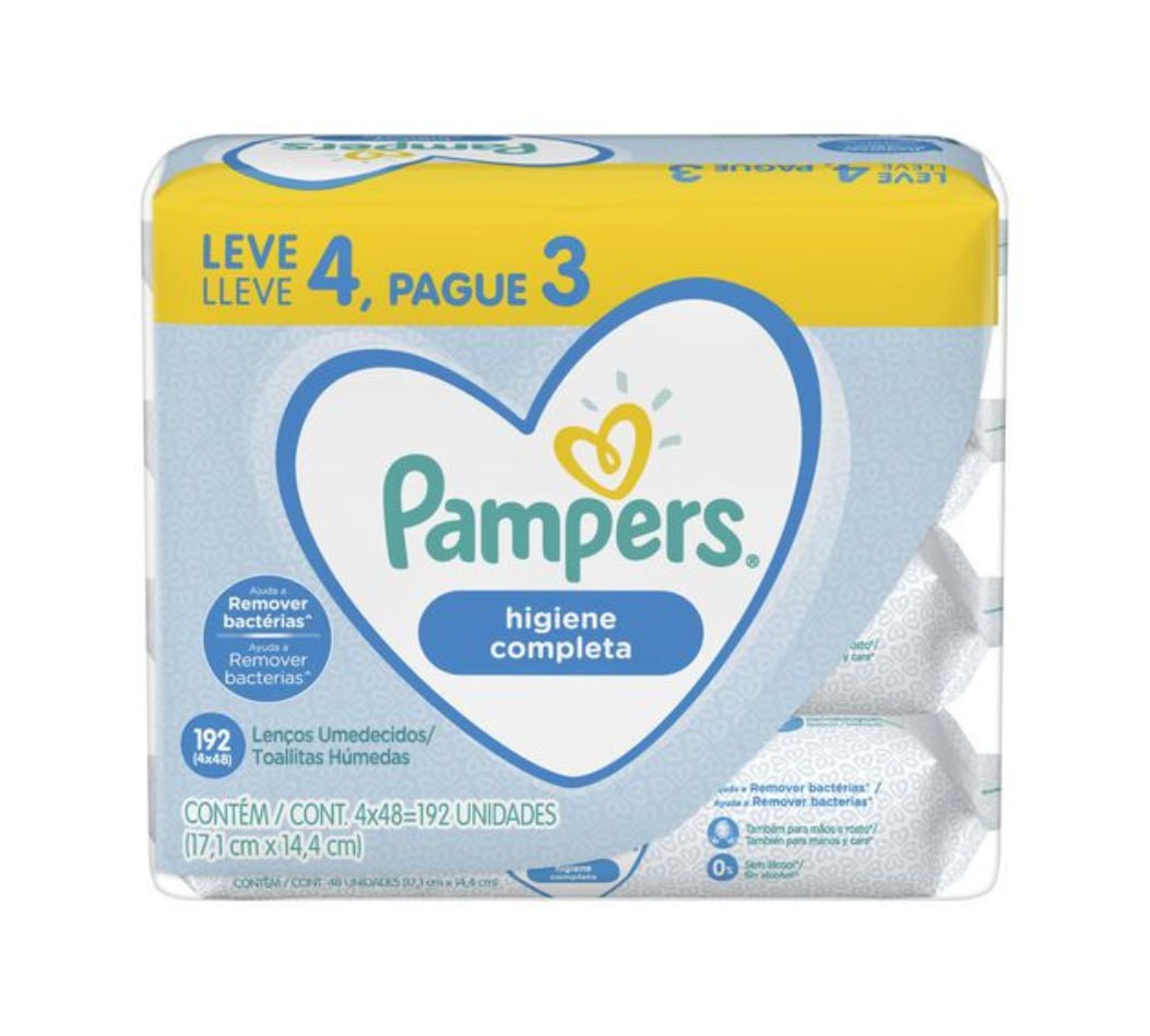 Lenços Umedecidos Pampers Higiene Completa 192 Unidades