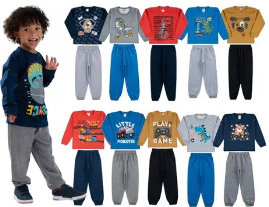 Lote 8 Peças Moletom Infantil Masculino Inverno Menino 1 A 8
