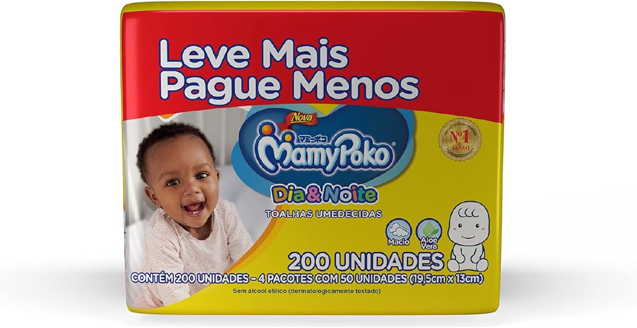 MamyPoko Lenços Umedecidos Dia&Noite 200 Unidades