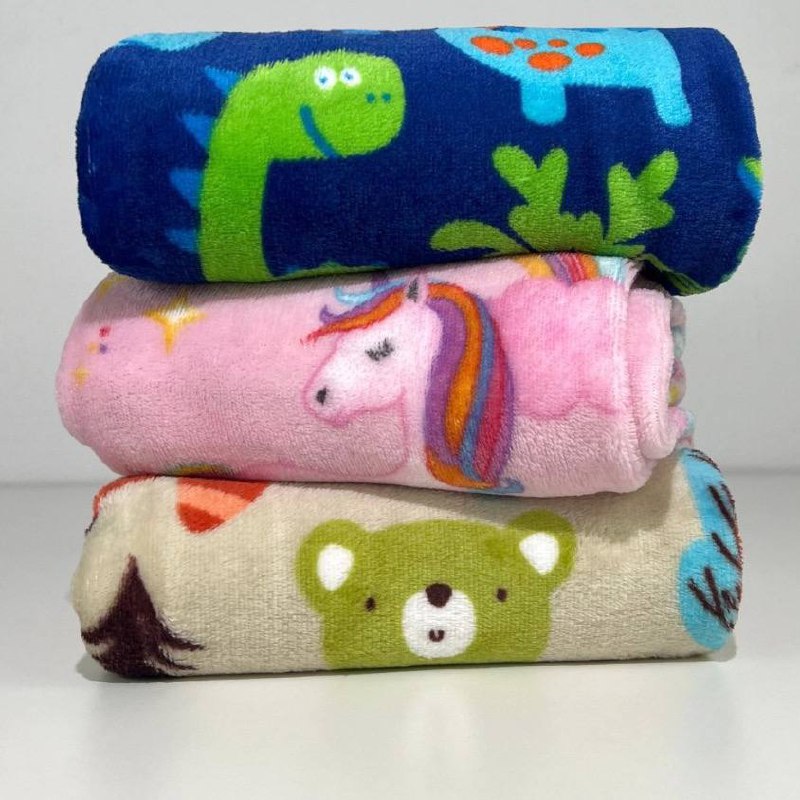Manta Cobertor de Bebe Estampada 1,10 x 1,00m Menina e Menino Cobertinha de Berço