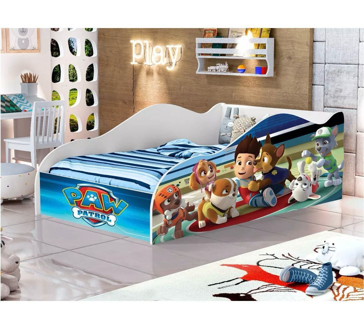 Mini Berço Cama Infantil Patrulha Canina Com Colchão Incluso - Lv Moveis