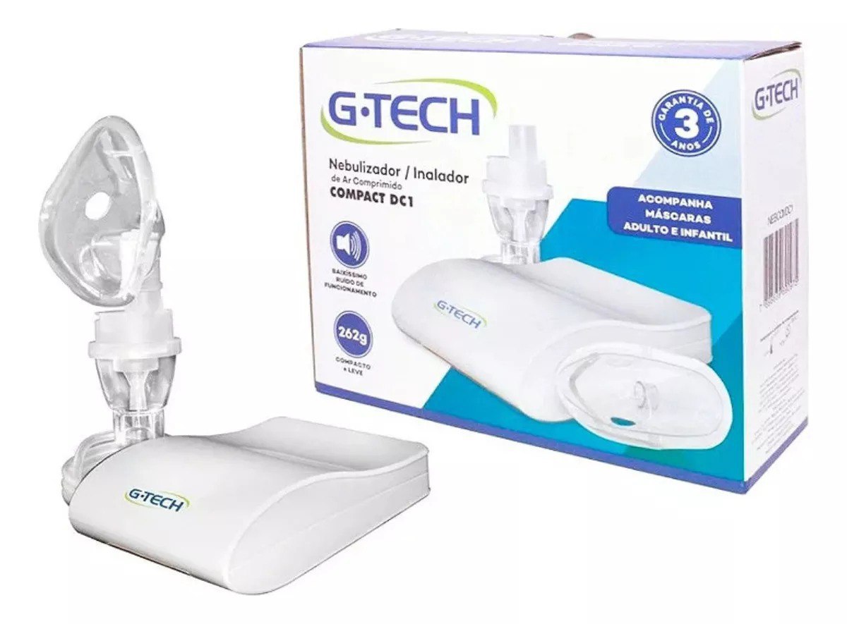 Nebulizador E Inalador Bivolt Super Flow Compact Dc1 G-tech