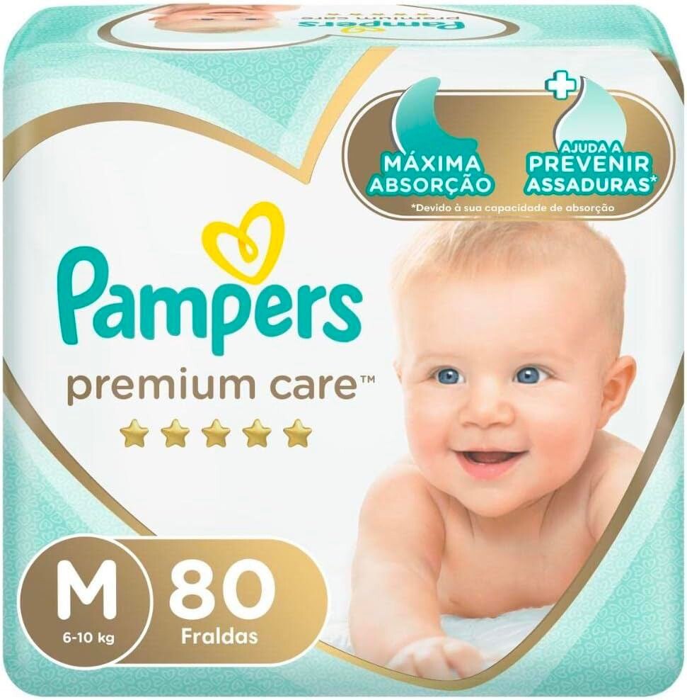 Pampers Fraldas Premium Care M com 80