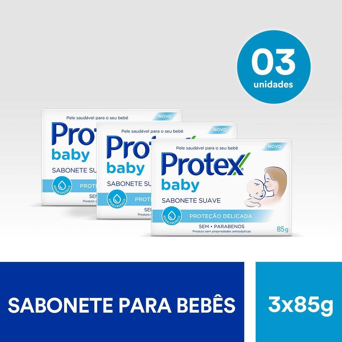 Sabonete em Barra Para Bebê Protex Baby Delicate Care 85G com 3 Unidades