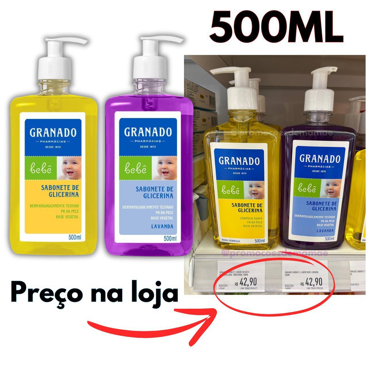 Sabonete Líquido Granado Bebê 500ml (Frasco Grande)